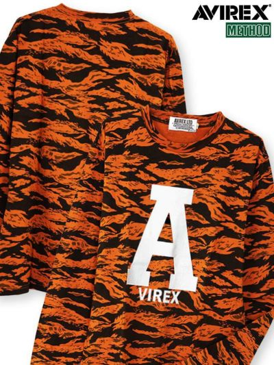 ≪30%OFF≫【AVIREX】<br>“BIG A” ORANGE CAMO CUSTOM LONG SLEEVE TEE〔LIMITED〕≪返品・取寄対応不可≫