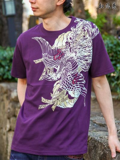 【和風景】<br>“鳳凰と帯”プリントTシャツ≪返品・取寄対応不可≫