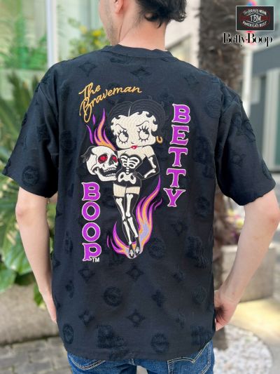 ≪30%OFF≫【The BRAVE-MAN×BETTY BOOP】<br>“スケルトンベティ”総刺繍Tシャツ≪返品・取寄対応不可≫