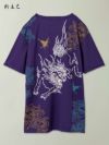 【新主己】“獅子と蝶”プリントDRY素材Tシャツ