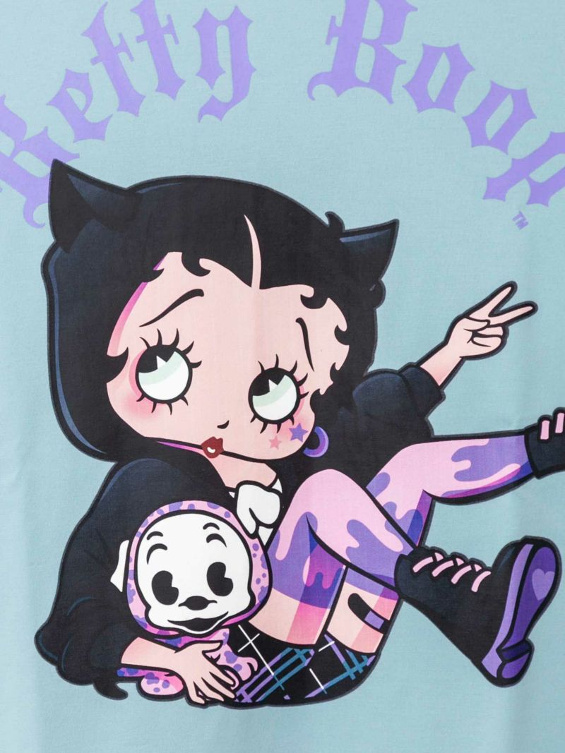 【LOW BLOW KNUCKLE×BETTY BOOP】“小悪魔ベティ”BIGシルエット半袖TEEパーカー