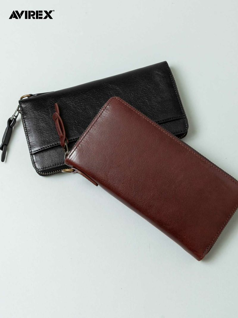 【AVIREX】“BEIDE” ROUND ZIP LONG WALLET AX9100