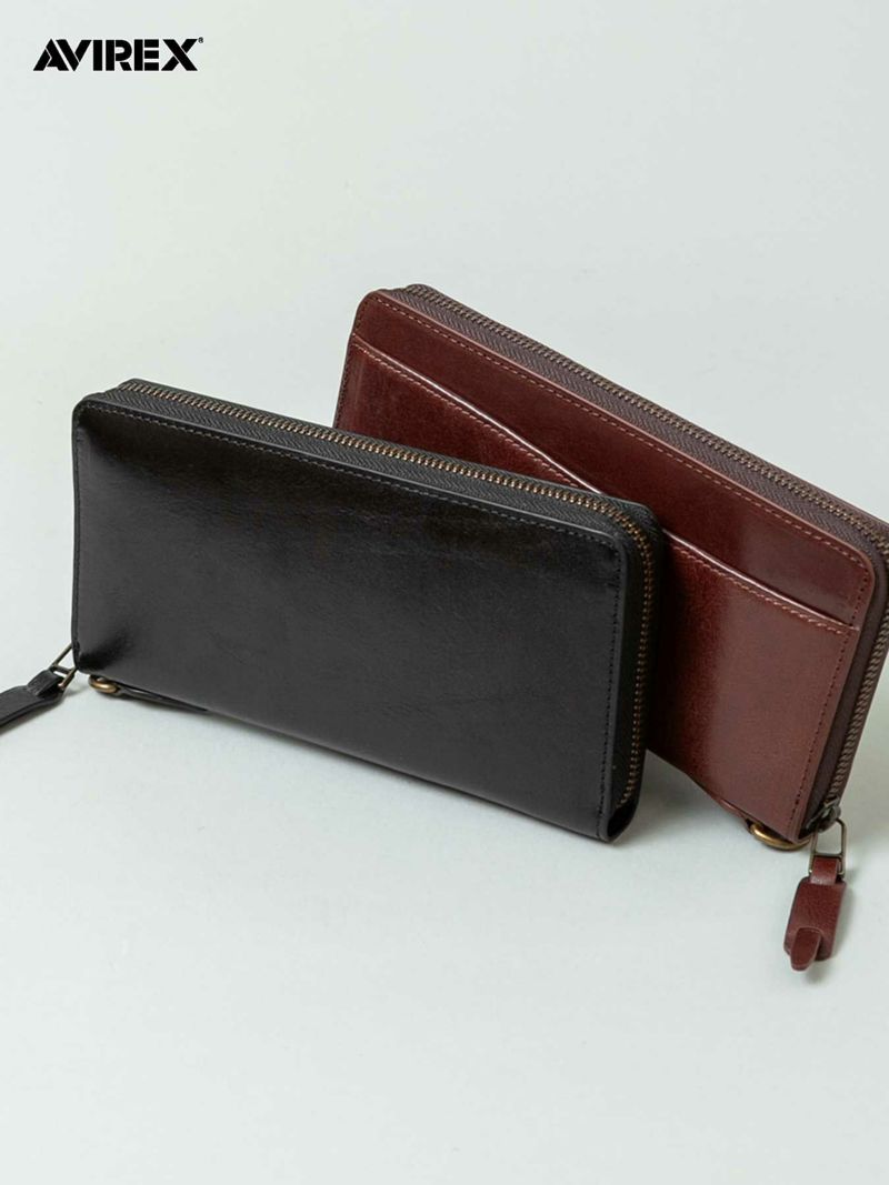 【AVIREX】“BEIDE” ROUND ZIP LONG WALLET AX9100