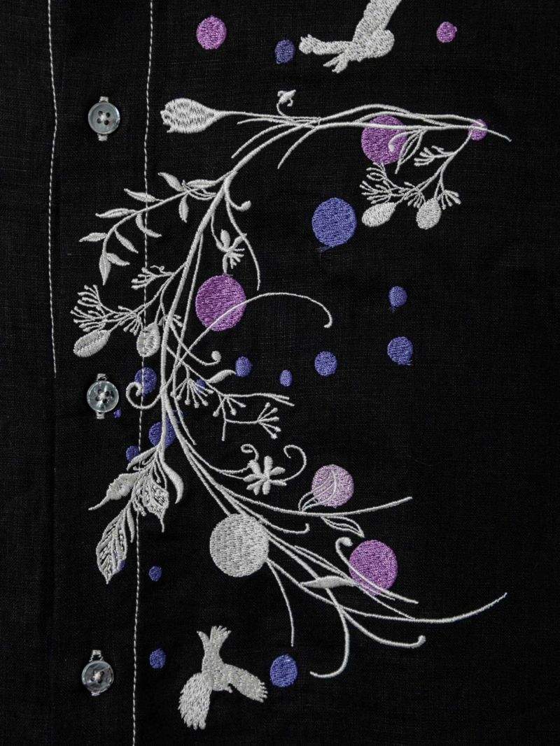 【黒菟華】“菟と金魚と影絵の世界”総刺繍ロングシャツ