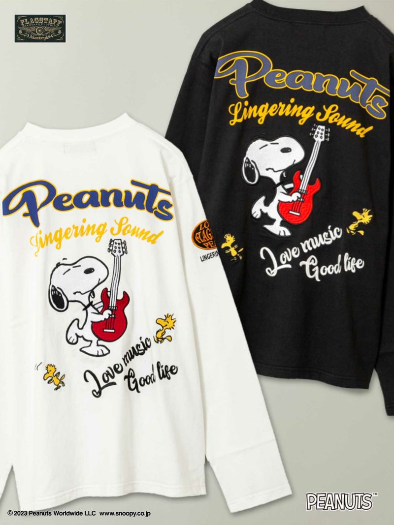 【FLAGSTAFF×PEANUTS】“No Music No Life”刺繍入りロンT