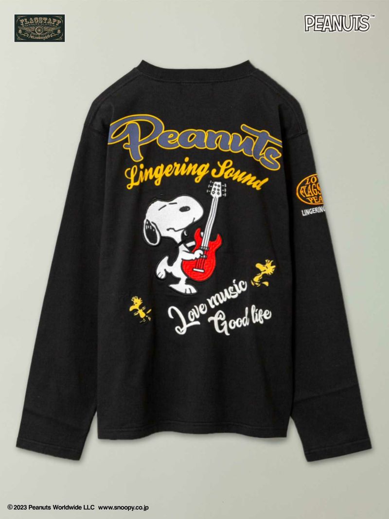 【FLAGSTAFF×PEANUTS】“No Music No Life”刺繍入りロンT