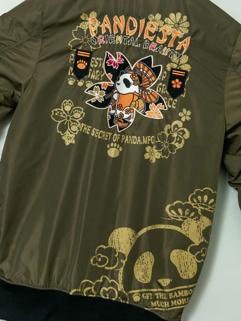 【PANDIESTA JAPAN】“花魁熊猫”刺繍入りBIGシルエット ロングMA-1 〔別注〕