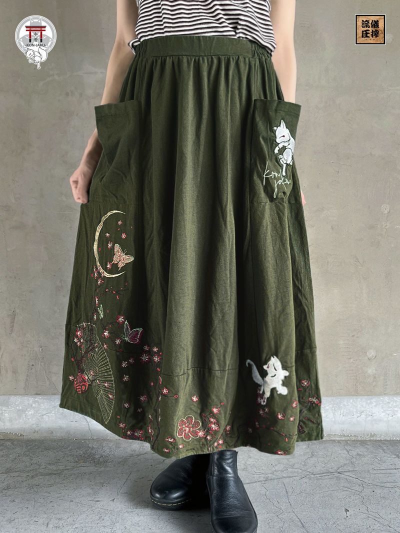 今昔 -KON-JAKU-】“梅花の宴”総刺繍2WAYロングスカート〔別注