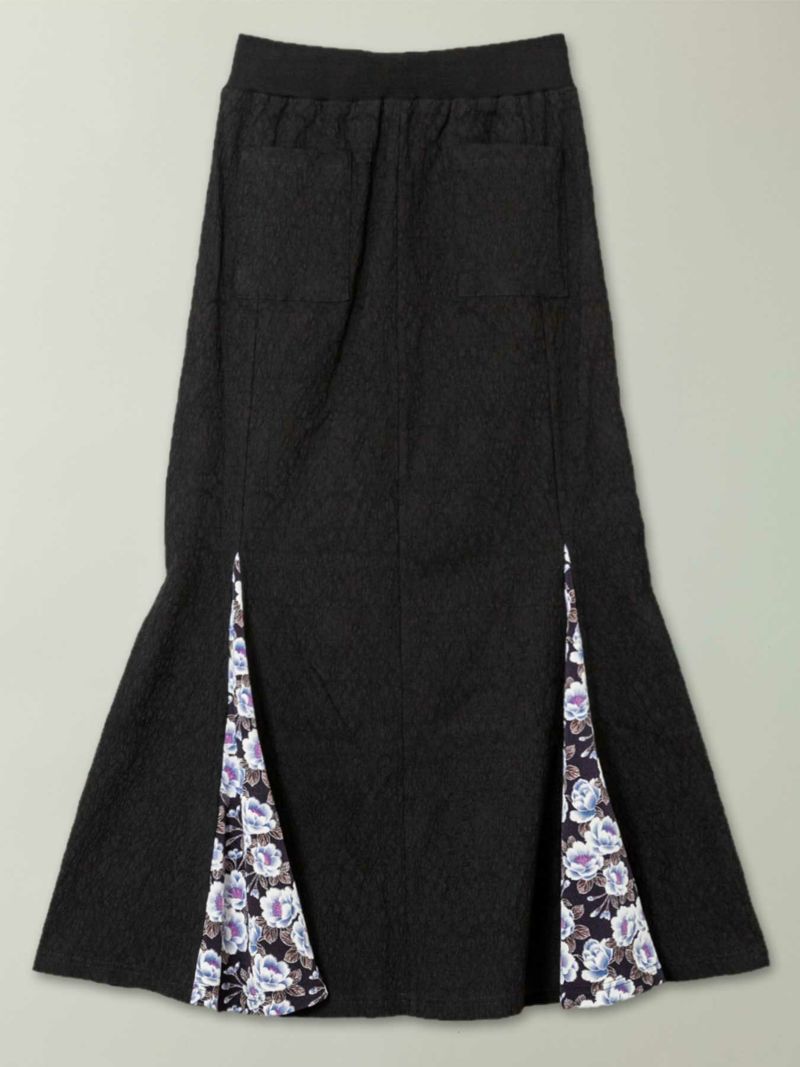 【雅結 -YuU-】“門番と桜”総刺繍レース風ジャガードマーメイドロングスカート