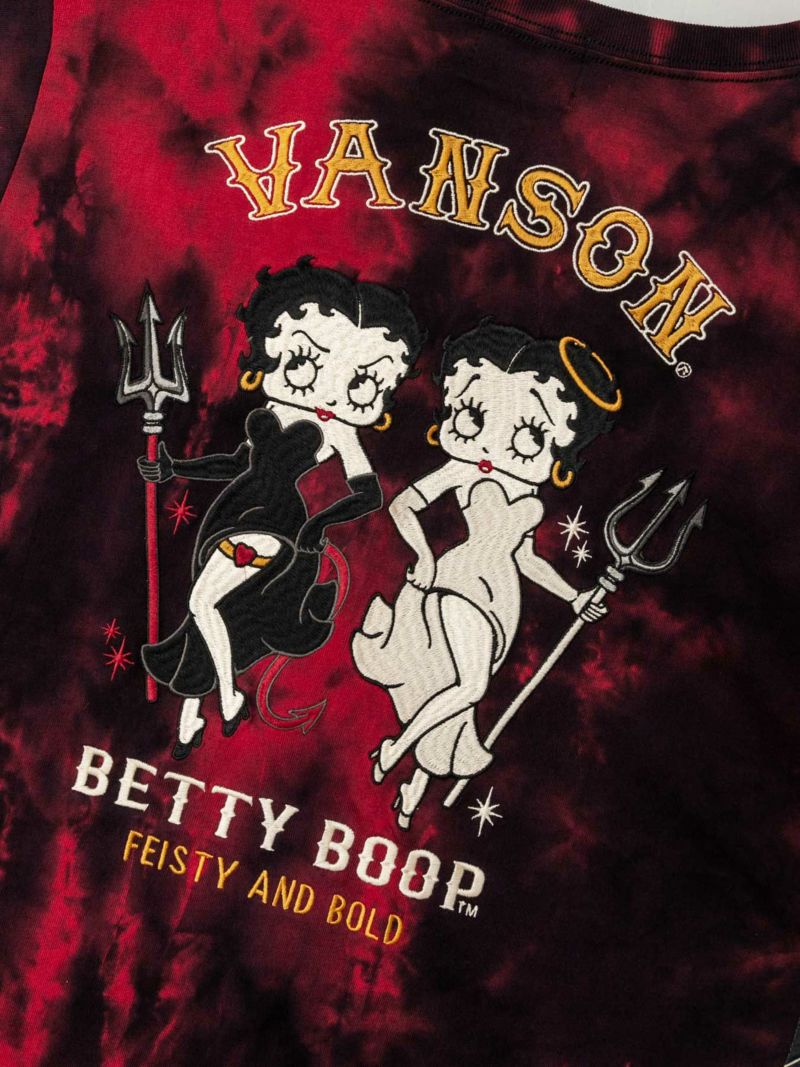 【VANSON×BETTY BOOP】“Angel＆Devil”刺繍入り切替ワンピース〔別注〕