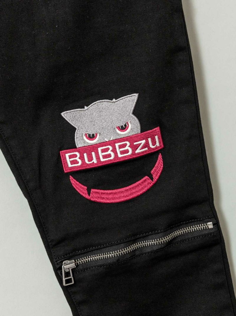 【BuBBzu】膝ZIP ストレッチスキニーパンツ