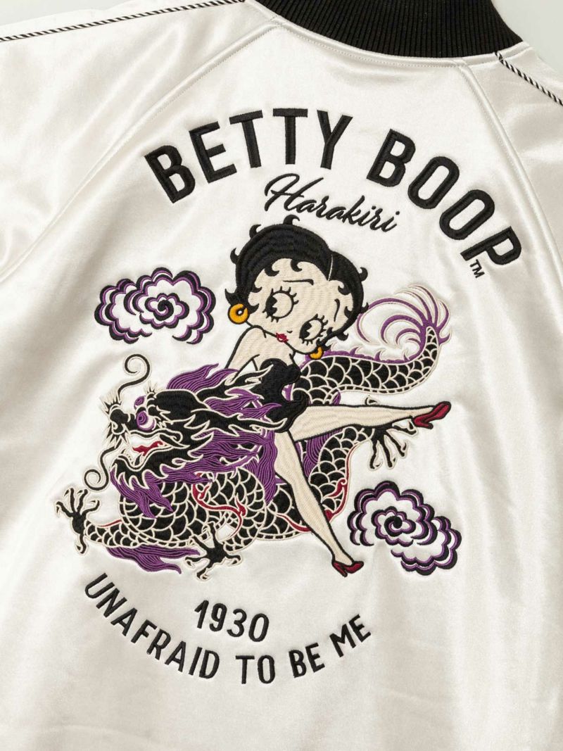 【HARAKIRI×BETTY BOOP】“雲龍ベティ”総刺繍 裏起毛ボンディングスカジャン〔別注〕