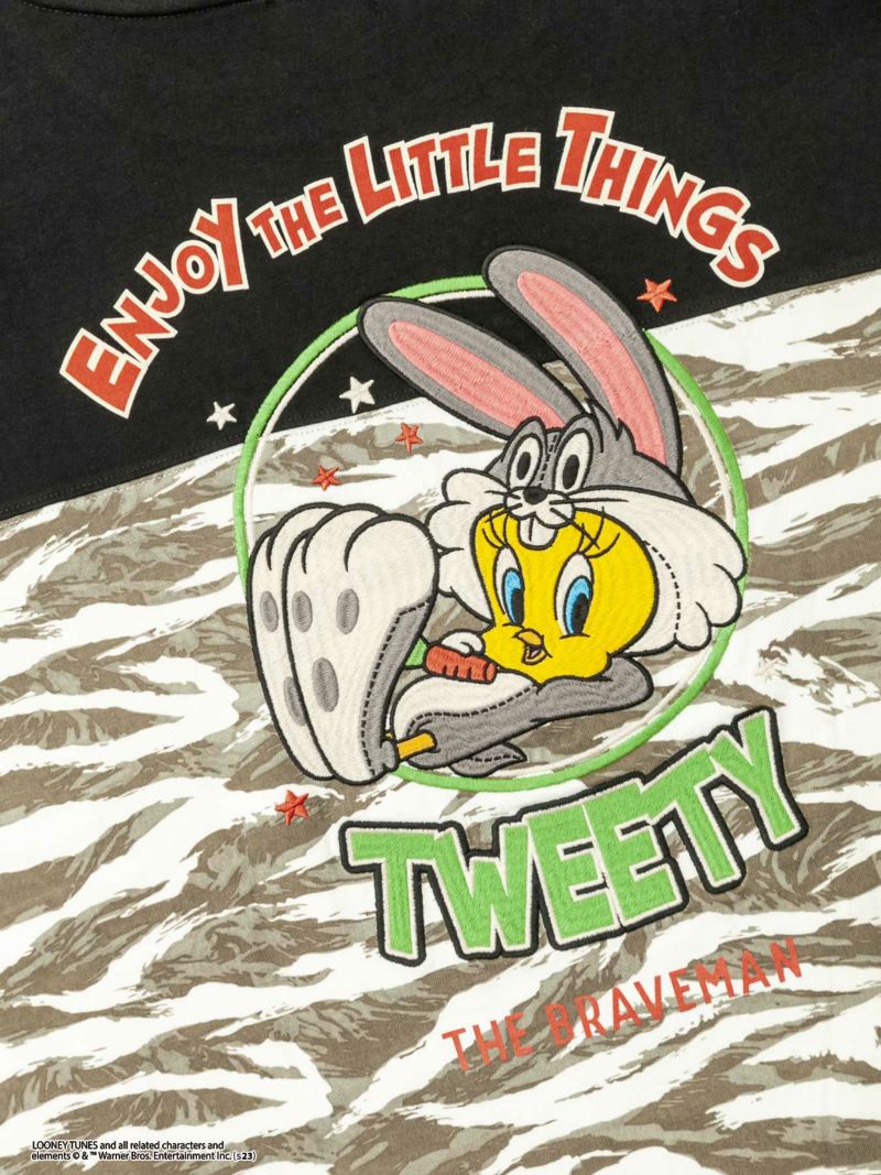 【The BRAVE-MAN×LOONEY TUNES】“着ぐるみトゥイーティー”刺繍入りBIGシルエットロンT