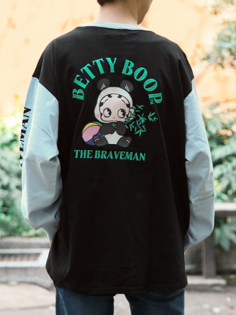 【The BRAVE-MAN×BETTY BOOP】“ベイビーベティパンダ”刺繍入りロンT〔別注〕