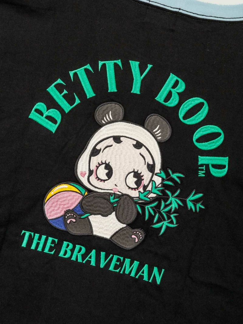 【The BRAVE-MAN×BETTY BOOP】“ベイビーベティパンダ”刺繍入りロンT〔別注〕