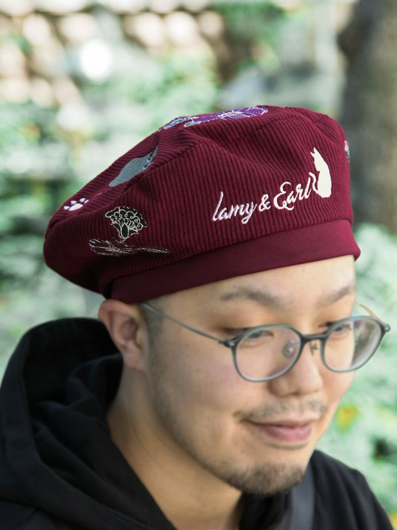 【LiN】“Lamy＆Earl”総刺繍コーデュロイ素材ベレー帽【LiN】“Lamy＆Earl”総刺繍コーデュロイ素材ベレー帽