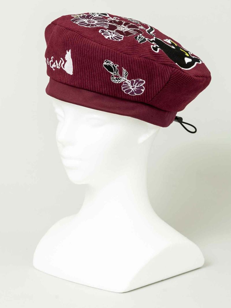 【LiN】“Lamy＆Earl”総刺繍コーデュロイ素材ベレー帽