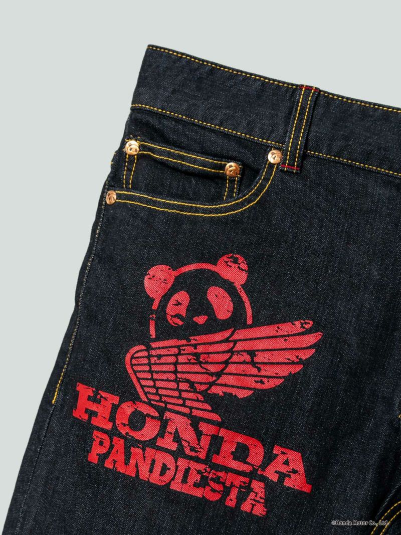 【HONDA×PANDIESTA JAPAN】“WING LOGO”サガラ刺繍入りストレッチデニムパンツ