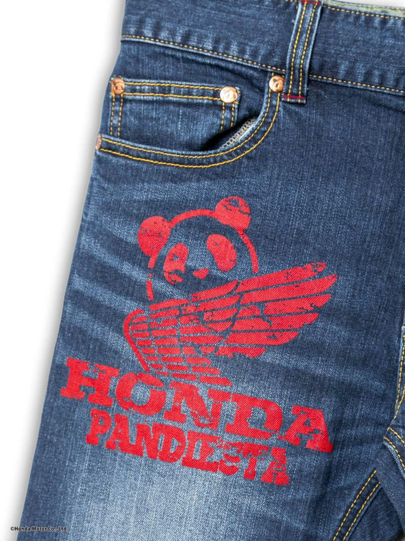 【HONDA×PANDIESTA JAPAN】“WING LOGO”サガラ刺繍入りストレッチデニムパンツ