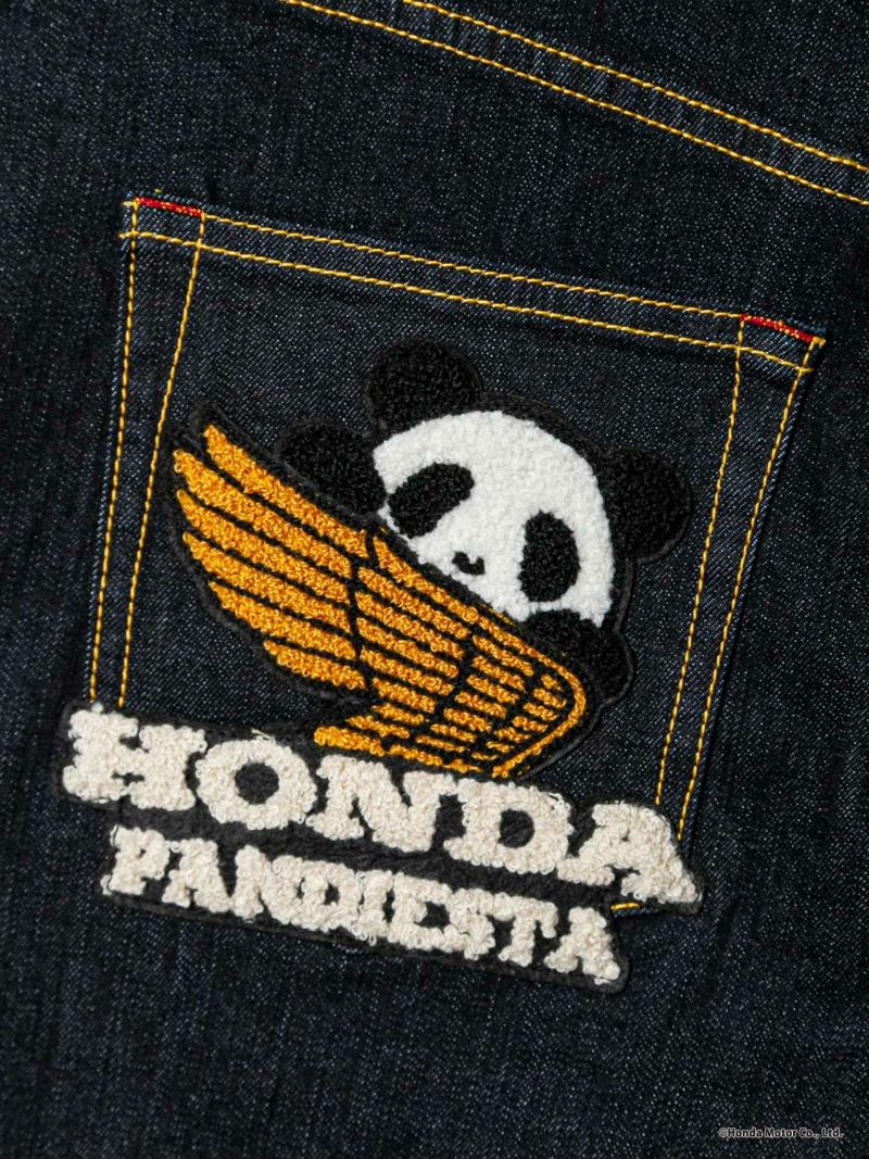 【HONDA×PANDIESTA JAPAN】“WING LOGO”サガラ刺繍入りストレッチデニムパンツ