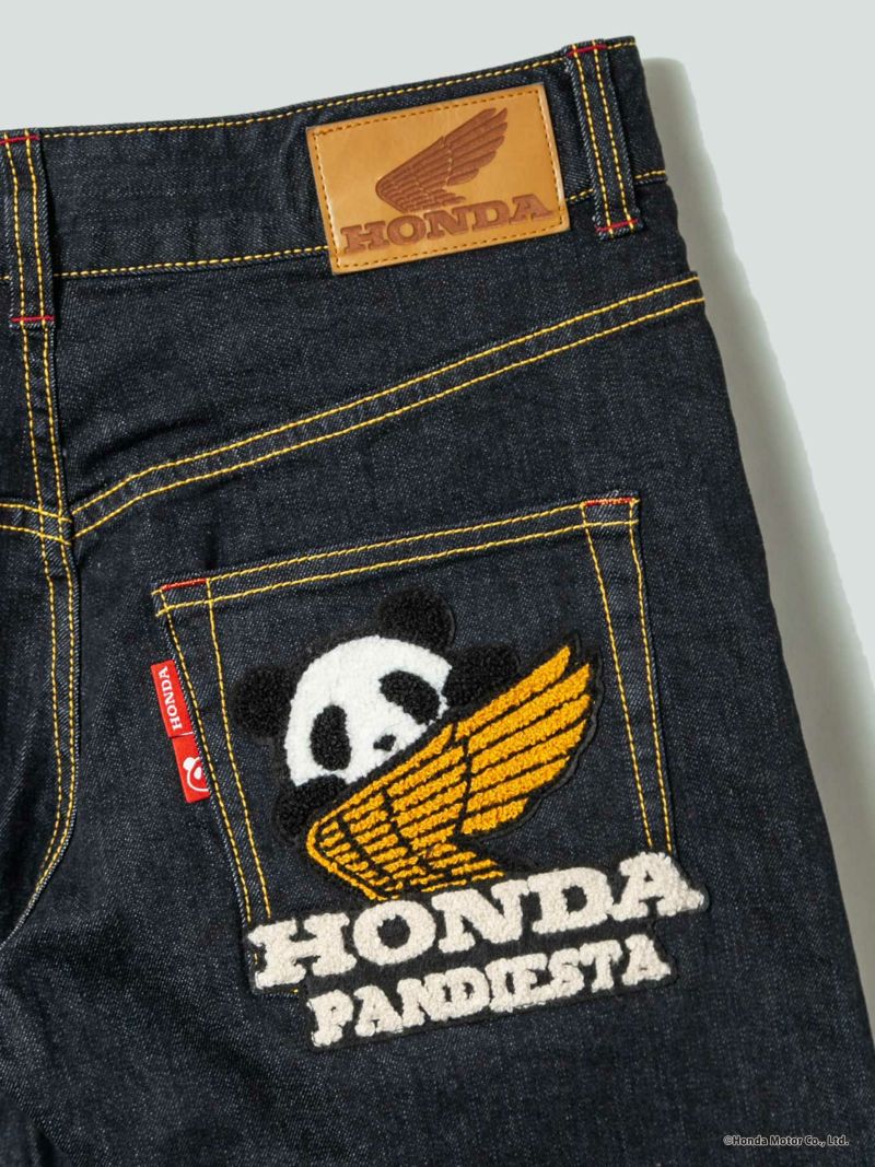 【HONDA×PANDIESTA JAPAN】“WING LOGO”サガラ刺繍入りストレッチデニムパンツ