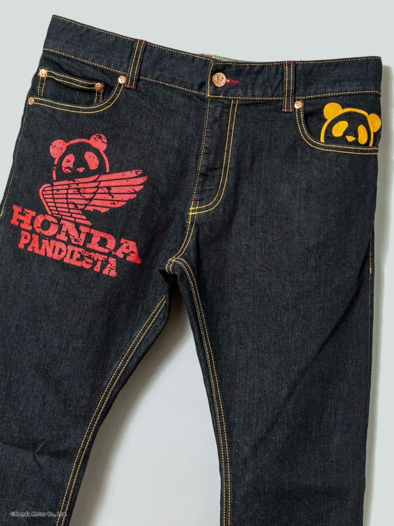 【HONDA×PANDIESTA JAPAN】“WING LOGO”サガラ刺繍入りストレッチデニムパンツ