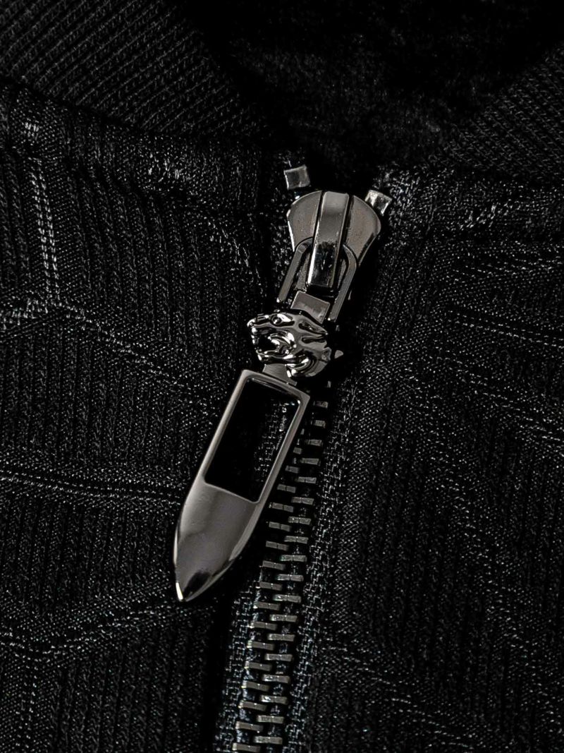 【衣櫻】麻の葉柄 裏フリース ストレッチ素材リブニットジャケット