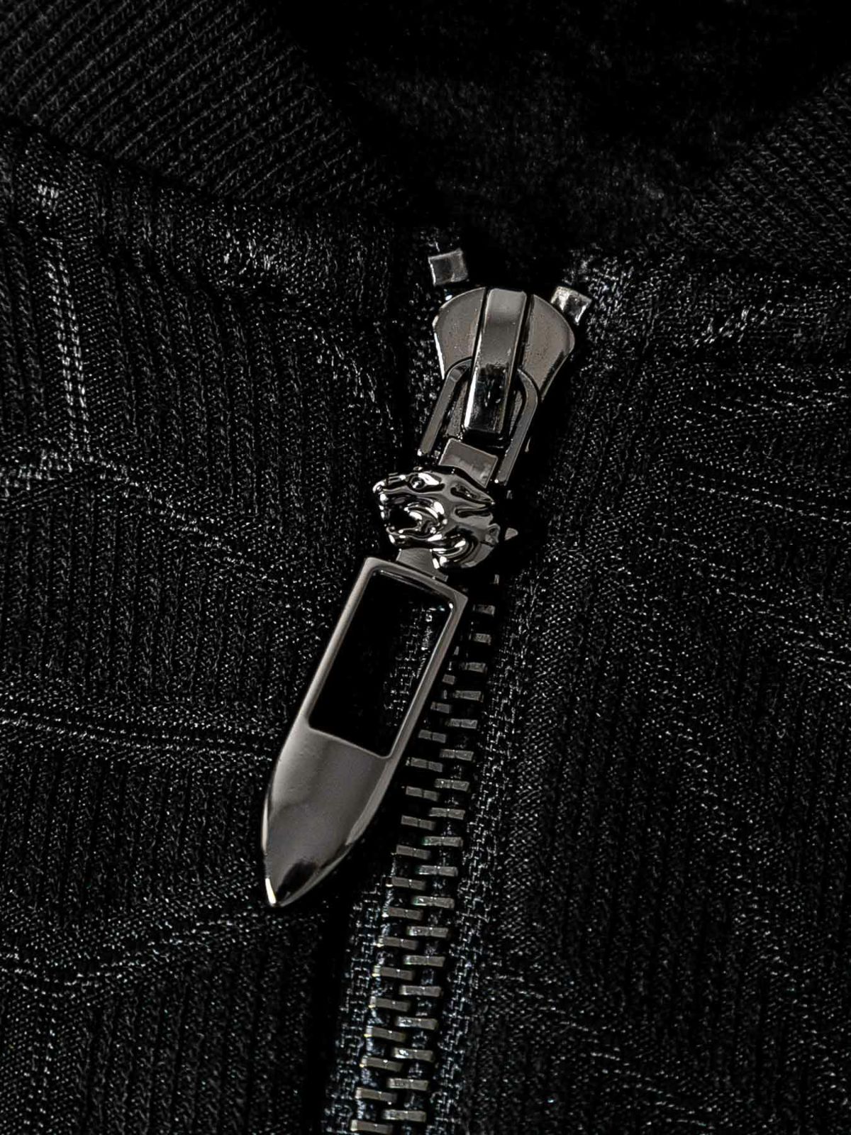 【衣櫻】麻の葉柄 裏フリース ストレッチ素材リブニットジャケット