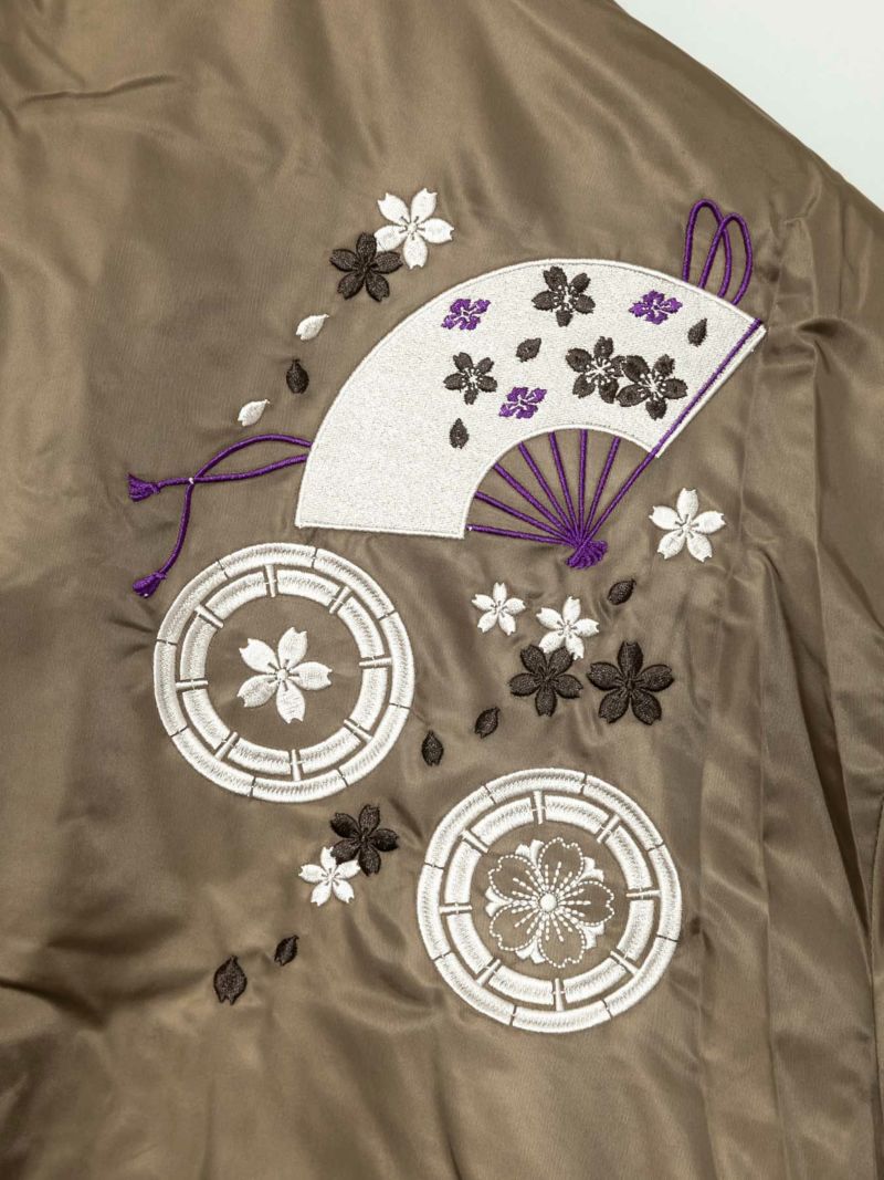 【雅結】桜と扇刺繍 BIGシルエットCWUジャケット