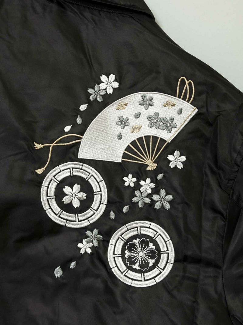 【雅結】桜と扇刺繍 BIGシルエットCWUジャケット