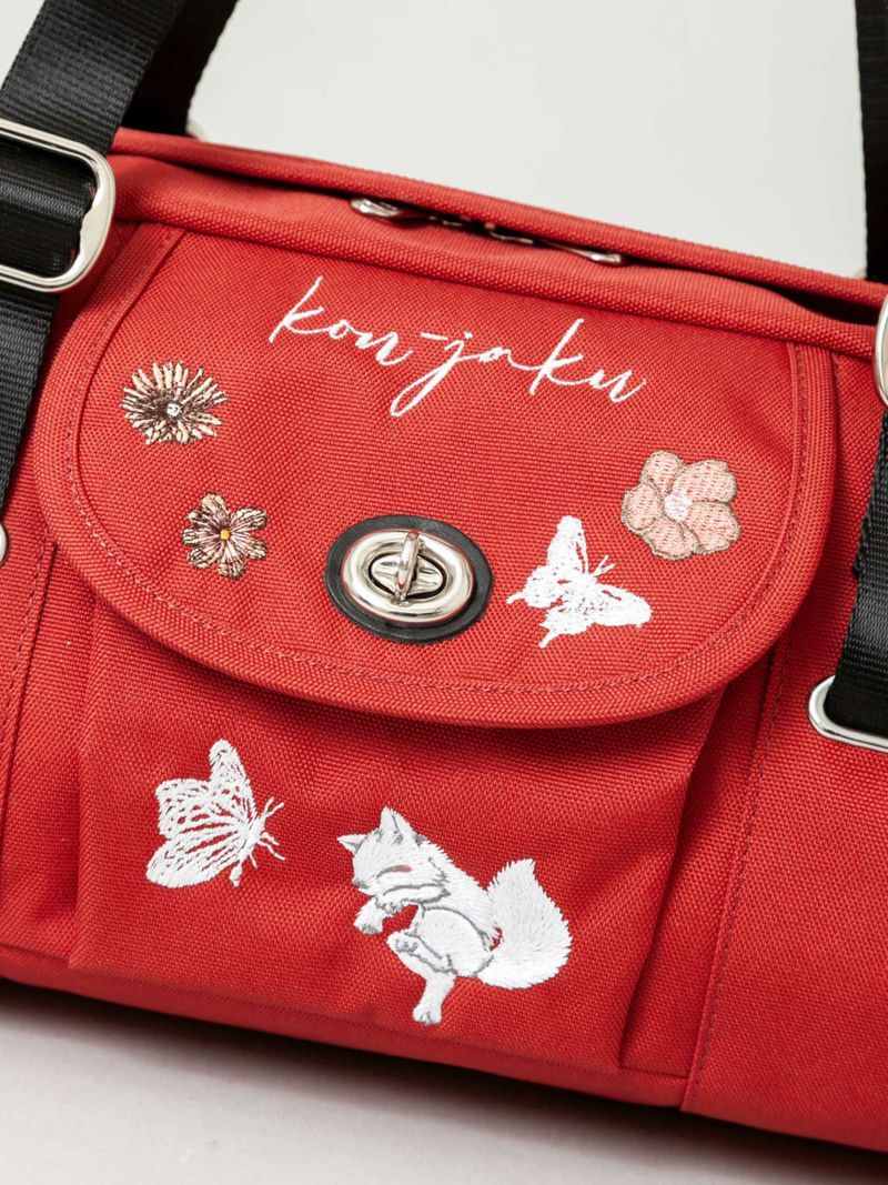 【今昔 -KON-JAKU-】“花と狐”総刺繍トートバッグ