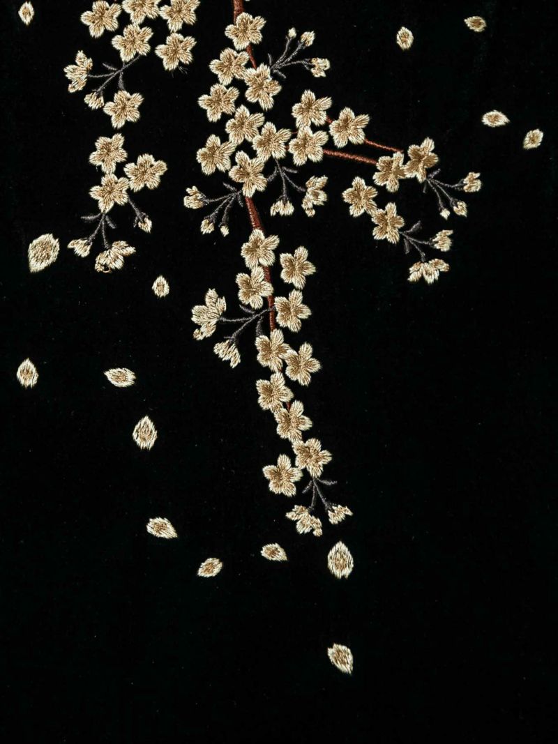 【絡繰魂】“枝垂れ桜”総刺繍ベロア素材 中綿入りドリズラージャケット