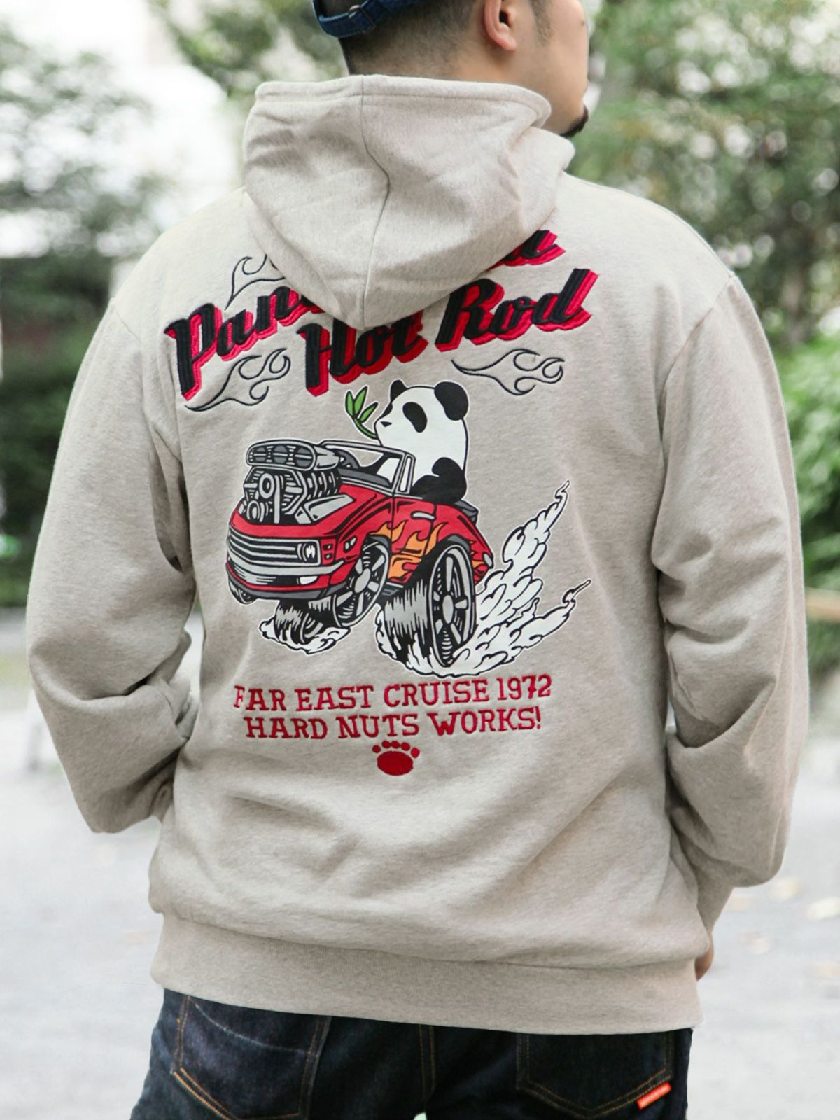 【PANDIESTA JAPAN】“Hot Rod”刺繍入りプルパーカー