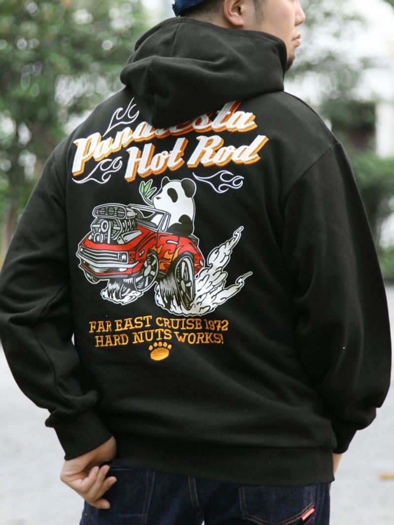 【PANDIESTA JAPAN】“Hot Rod”刺繍入りプルパーカー
