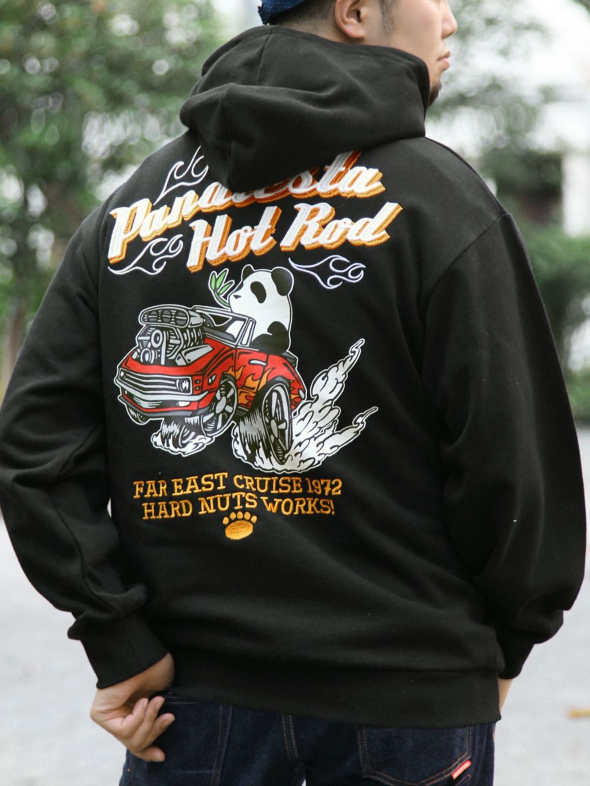 【PANDIESTA JAPAN】“Hot Rod”刺繍入りプルパーカー