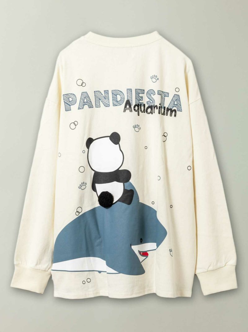 【PANDIESTA JAPAN】“シャークパンダ”サガラ刺繍入りBIGシルエットロンT〔別注〕