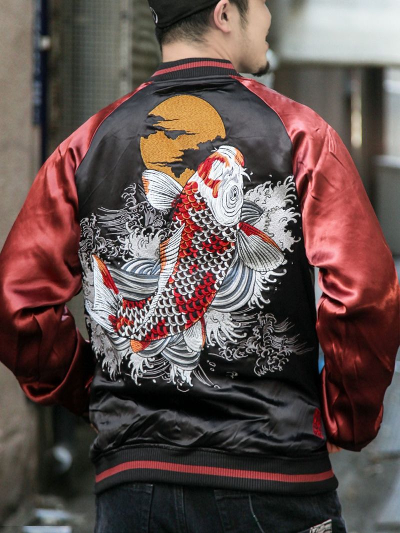 【絡繰魂】“昇り鯉”総刺繍スカジャン