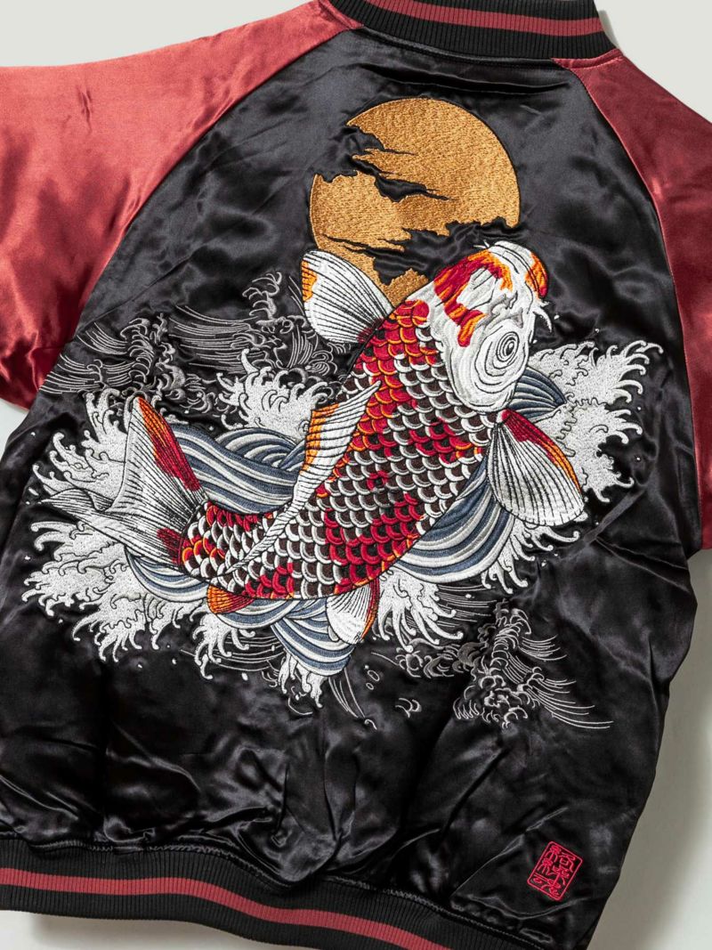 【絡繰魂】“昇り鯉”総刺繍スカジャン