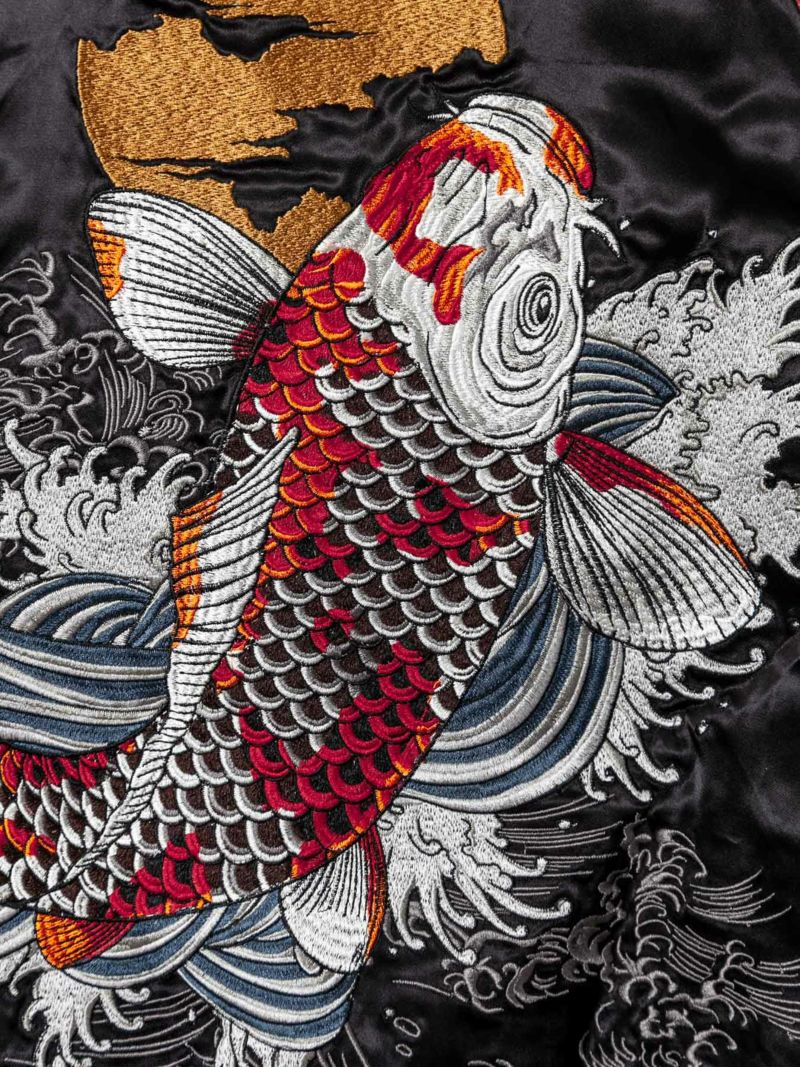 【絡繰魂】“昇り鯉”総刺繍スカジャン