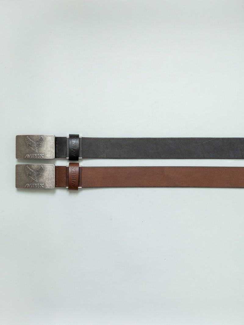 【AVIREX】AIR FORCE MARK VINTAGE PROCESSING BUCKLE COW LEATHER BELT〔LIMITED〕