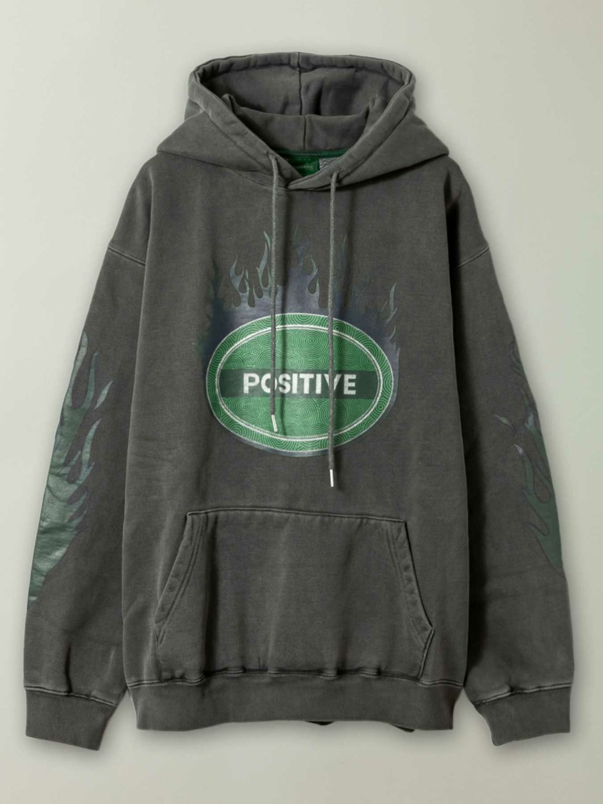 【POSITIVE】“ファイヤーパターン”ピグメント加工プルパーカー