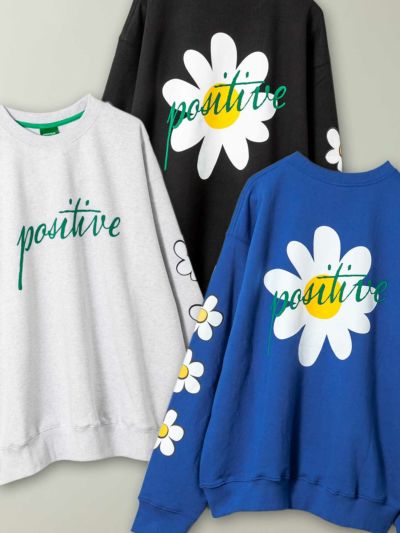 ≪40%OFF≫【POSITIVE】<br>“SLEEVE FLOWER”スウェットトレーナー≪返品・取寄対応不可≫
