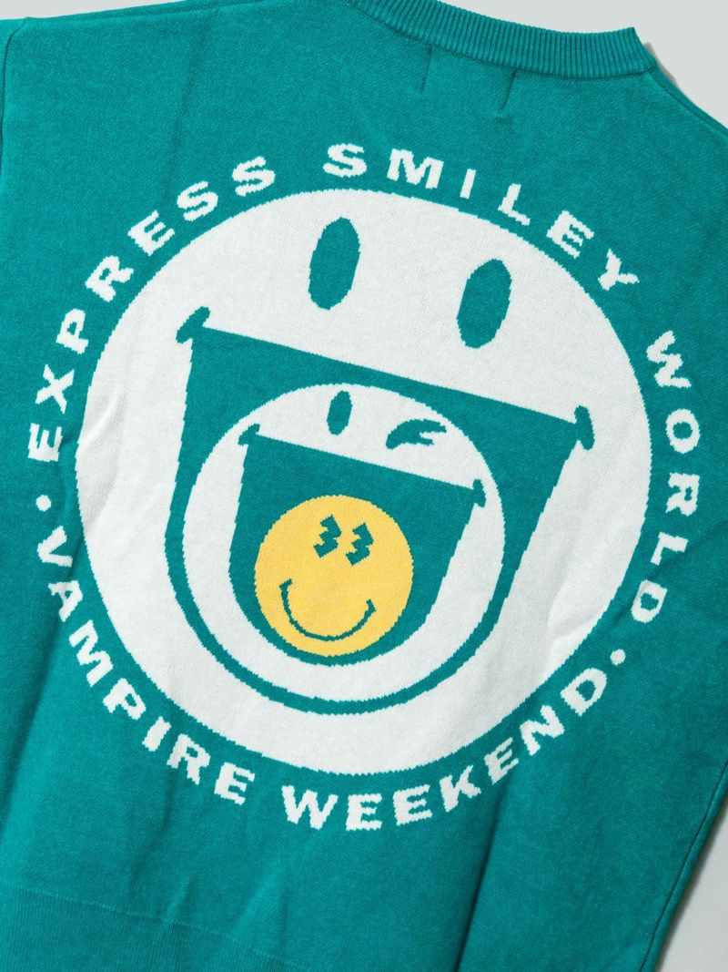 【VAMPIRE WEEKEND】“SMILEY WORLD”ジャガードニットクルーネック