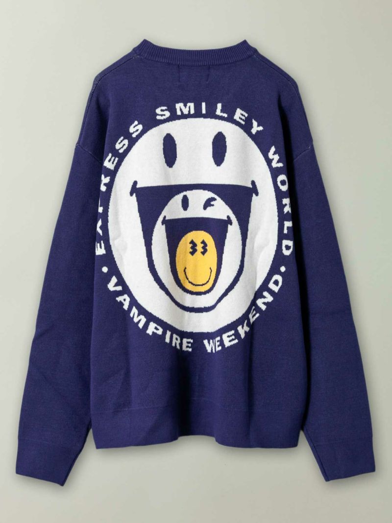 【VAMPIRE WEEKEND】“SMILEY WORLD”ジャガードニットクルーネック