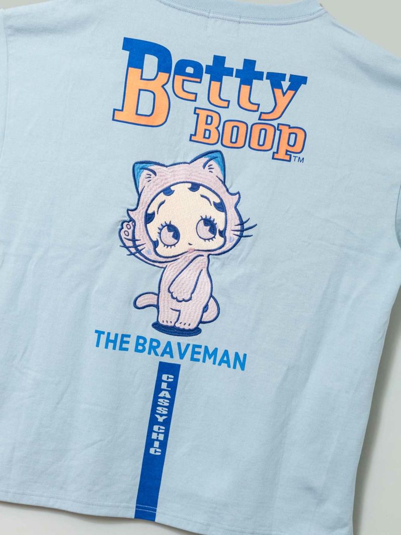 【The BRAVE-MAN×BETTY BOOP】“猫ベイビーベティ”刺繍入りBIGシルエットTシャツ