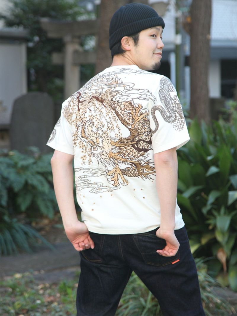 【絡繰魂・粋】“桜双龍”総刺繍Tシャツ