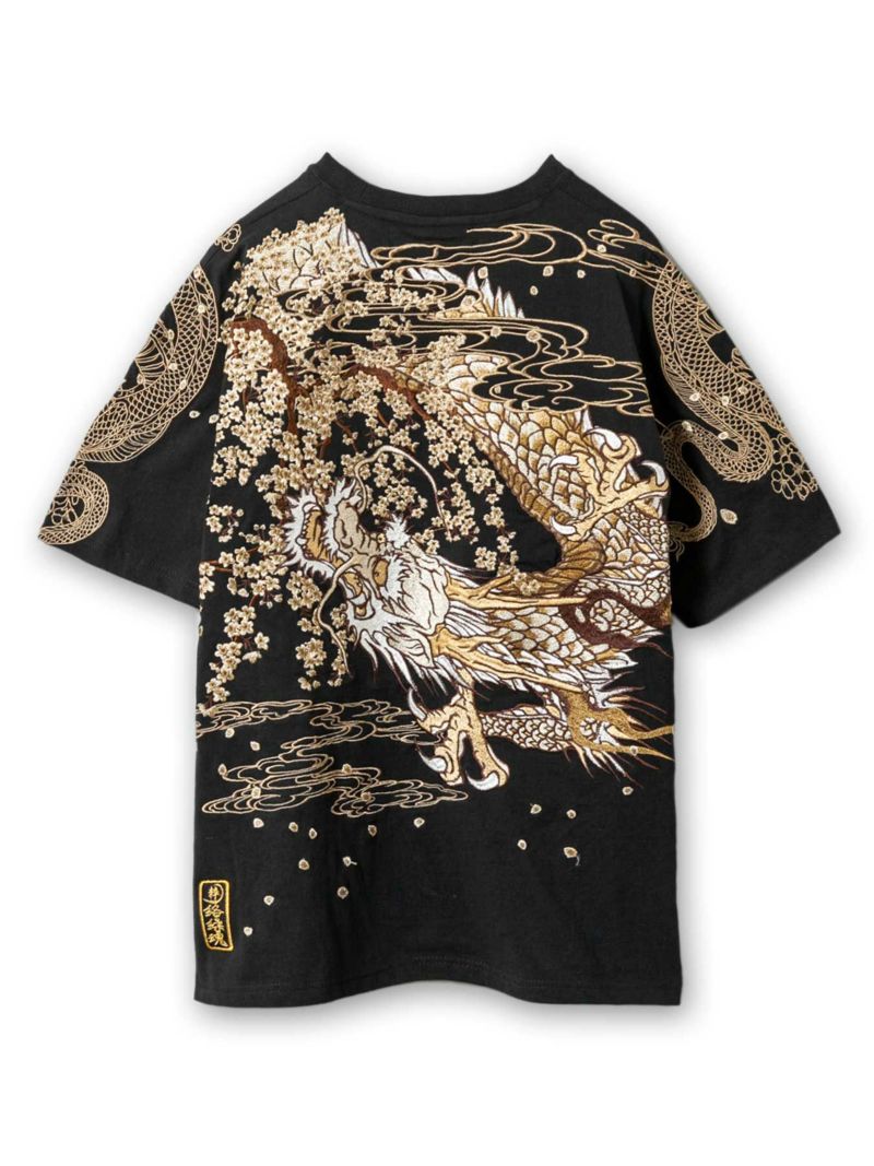 【絡繰魂・粋】“桜双龍”総刺繍Tシャツ