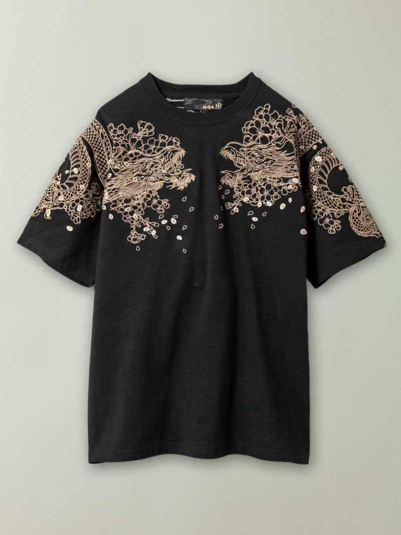 【絡繰魂・粋】“桜双龍”総刺繍Tシャツ