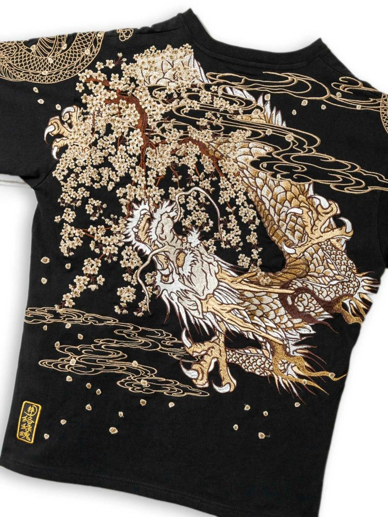 【絡繰魂・粋】“桜双龍”総刺繍Tシャツ