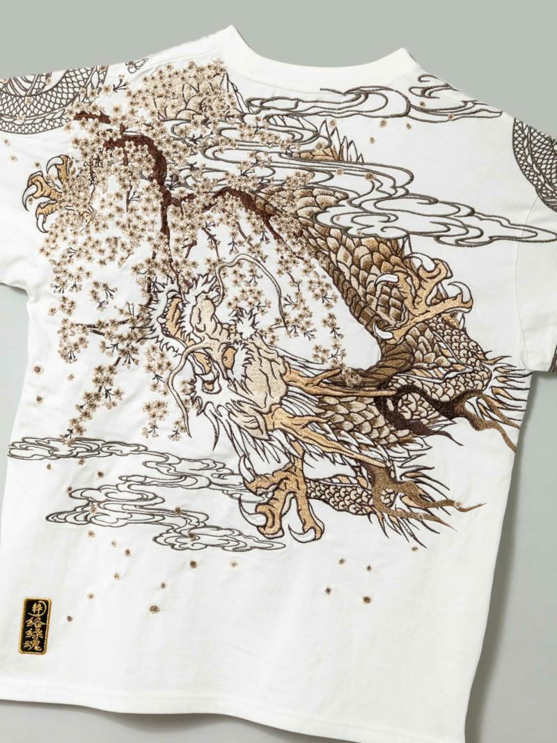 【絡繰魂・粋】“桜双龍”総刺繍Tシャツ